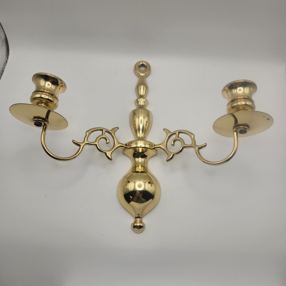 Baldwin Polished Brass Double Arm Colonial Pair Wall Sconces Candle Set of 2